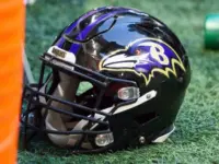 Baltimore Ravens Helmet - NFL - December 2nd 2018 Baltimore Ravens at Mercedes Benz Stadium in Atlanta Georgia USA