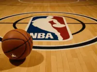 NBA BASKETBALL COURT WITH BALL This content was generated by an Artificial Intelligence (AI) system.