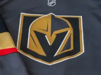 Detail of the Vegas Golden Knights jersey. The Golden Knights are a NHL hockey team. Calgary^ Alberta - September 26^ 2024