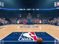 (AI-generated image) NBA BASKETBALL COURT WITH BALL This content was generated by an Artificial Intelligence (AI) system.