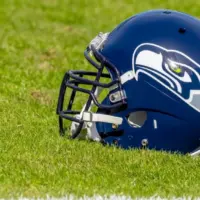 Seattle Seahawks helmet on the field - taken at Bank Of America Stadium in Charlotte^ NC. November 25^ 2018