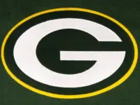 The Green Bay Packers emblem on a team sweatshirt. GREEN Background