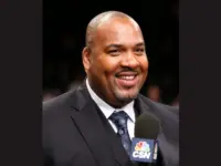 Former Chicago Bulls center Stacey King before a game at Barclays Center on April 22^ 2013 in Brooklyn^ New York.