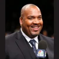 Former Chicago Bulls center Stacey King before a game at Barclays Center on April 22^ 2013 in Brooklyn^ New York.