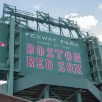 Close up of 'Boston Red Sox' sign at Fenway Park Boston^ MA^ USA^ 2020-09-05