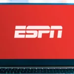 Laptop computer displaying logo of ESPN