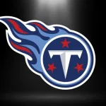 Tennessee Titans logo^ NFL Team^ based in Nashville^ south division^ Superbowl^ with spotlight background