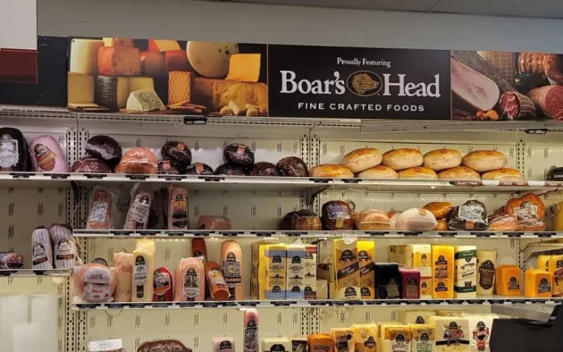 Boar's Head deli in Fairway Market on 2d Avenue^ New York City. It offers variety of hams^ cheeses^ sausages and other products. New York^ NY^ USA - July 15^ 2024