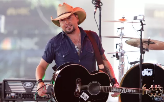 Jason Aldean performs onstage at NBC's 'Today Show' at Rockefeller Plaza July 31^ 2015 in New York City.