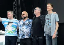 Canadian rock band Barenaked Ladies perform at an outdoor concert in Indiana. Speedway^ IN/USA - May 26^ 2017