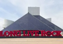 rock and roll hall of fame 'long live rock' sign. Cleveland^ OH