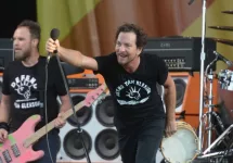 Pearl Jam with lead singer Eddie Vedder performs onstage at the 2016 New Orleans Jazz and Heritage Festival. New Orleans^ LA - April 23^ 2016