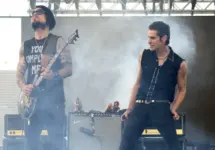 Guitarist Dave Navarro and singer Perry Farrell of the rock band Jane's Addiction perform at an outdoor concert in Indiana Speedway^ IN/USA - May 22^ 2015