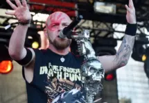 Singer Ivan Moody of Five Finger Death Punch during performance at festival Rock for People in Hradec Kralove^ Czech republic^ July 4^ 2016.