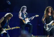 British heavy-metal band Iron Maiden performing live at Wanda Metropolitano stadium in Madrid^ Spain MADRID^ SPAIN - JULY 14^ 2018
