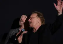 U2 stars Bono and The Edge arrived to the opening night of 29th Sarajevo Film Festival Sarajevo^ Bosnia and Herzegovina 08-11-2023