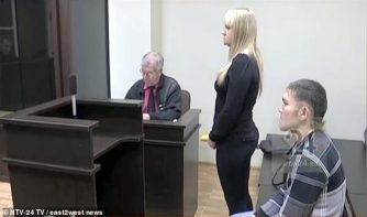 man and woman in court room
