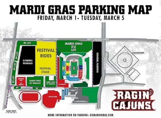 cajun field mardi gras parking 2019