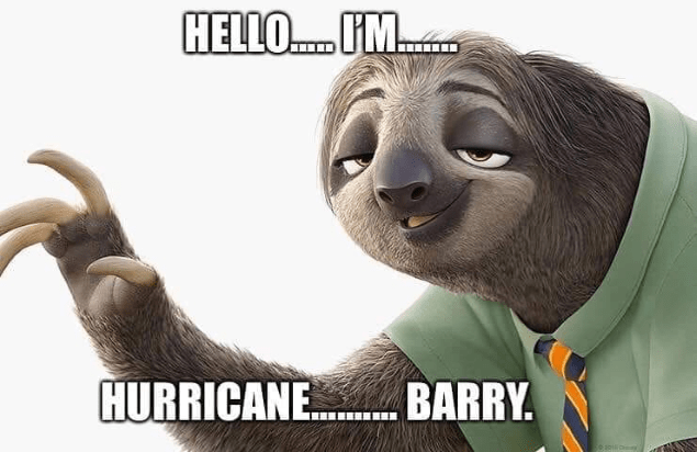 hurricane barry sloth meme