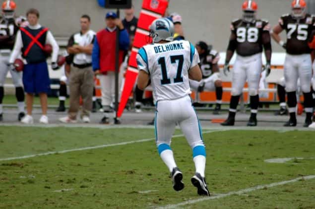 Jake Delhomme passing playing for Panthers