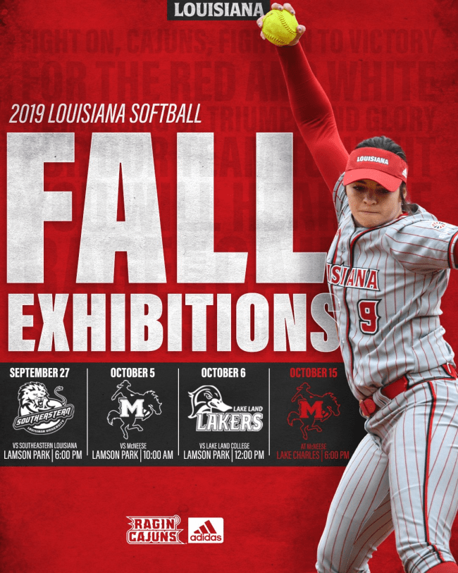 Ragin' Cajuns Softball Fall Exhibition Schedule Big 102.1 KYBGFM