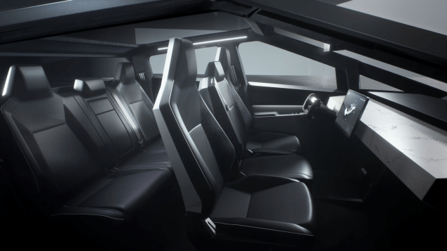 inside of tesla cybertruck