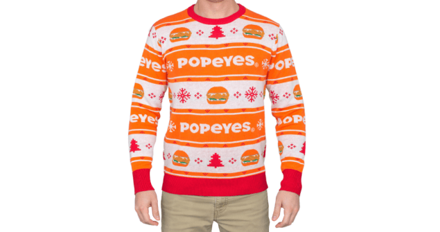 popeyes chicken sandwich ugly christmas sweater
