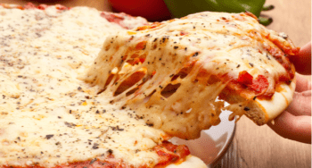 Slice of pizza margarita lifted up